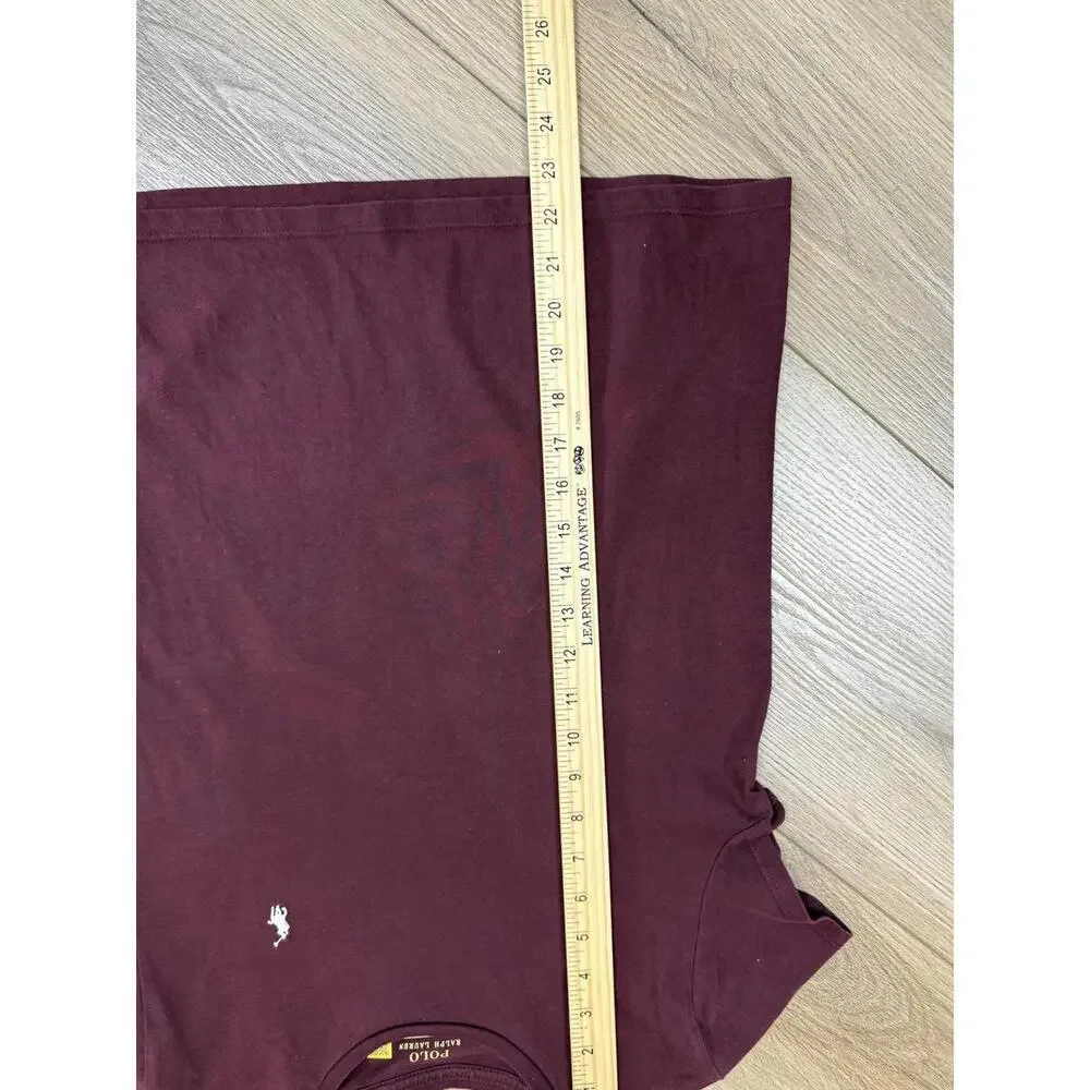 Polo Ralph Lauren Shirt Girls 16 Maroon Crew Neck Short Sleeve Pony Logo Tee